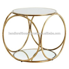 Exclusive Round Brass Pattern Marble Top Coffee Table